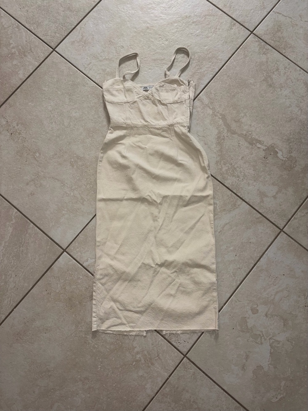 Zara Cream Strappy Maxi Dress